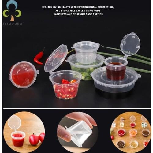 50Pcs 30 35ml Disposable Plastic Takeaway Sauce Cup Reusable Containers Food Box with Hinged Lids Small Pigment Paint Box YJN
