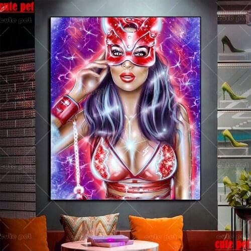 Diy full square round Diamond Painting European and American mask woman cross stitch Diamant mosaic rhinestones embroidery Decor