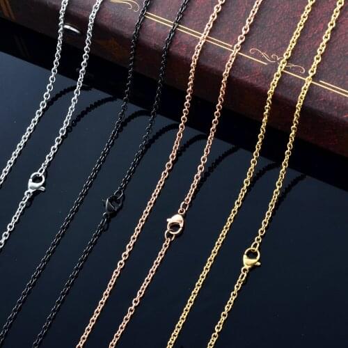 16"/18"/20"/22"/24" Stainless Steel Cross Chain Necklace 2.0mm Width Link Gold, Rose Gold, Black Color 10Pcs/ Lot