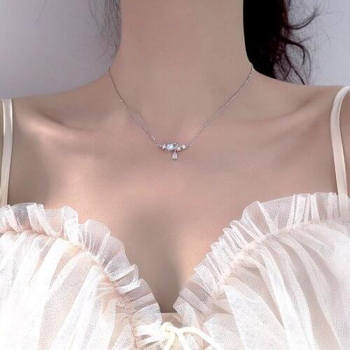 Bling Planet Cubic Zirconia 925 Sterling Silver Necklace For Women Girls Tassel Rose Gold Plated Clavicle Chain Jewelry SN2474