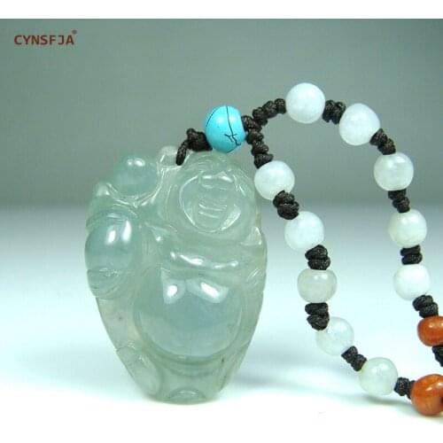 CYNSFJA New Rare Real Certified Natural A Grade Burmese Jadeite Amulets Buddha Jade Pendant Hand Carved High Quality Best Gifts