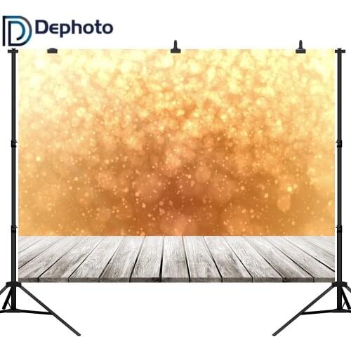 Dephoto Golden shine abstract bokeh Wooden floor Baby Newborn Portrait background photography Photocall Photo Studio