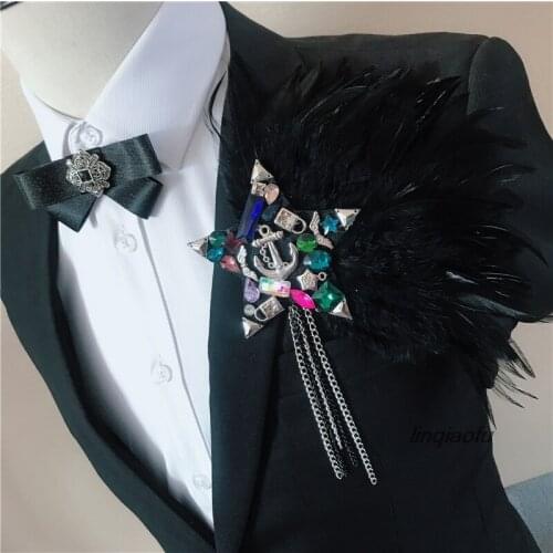 European and American tide mens feather brooches