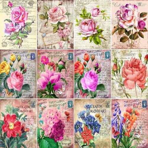 GATYZTORY 60x75cm Painting By Numbers For Adults Flowers DIY Picture By Numbers On Canvas Frameless Home Decor Unique Gift