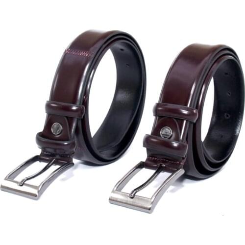 Handmade Classic Belts with Real Matte Rugan Tanning Leather, Burgundy, Plain & Hand Sewn, Mens Formal Shoe Dress Accessories