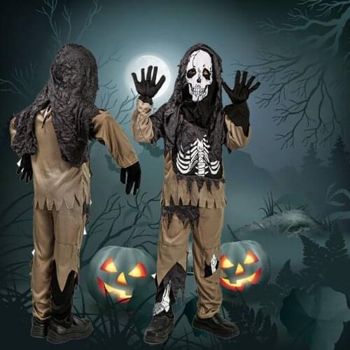 Halloween Costumes For Kids Boys Skeleton Zombie Costumes For Boys Cosplay Scary Skull Bone Clothes For Child Purim Party