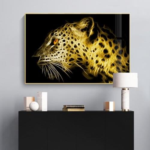Colorful Abstract Animals Canvas Painting Wall Art Leopard Wolf Poster and Print Modern Home Decor Wall Pictures for Living Room