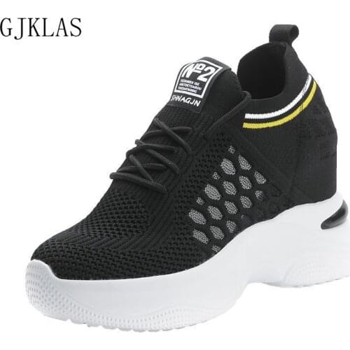 Wedge Sneakers High Heel Women Shoes Mesh Light Shoes for Women Casual Sneakers Platform Shoes Women Black White Sneakers Trend
