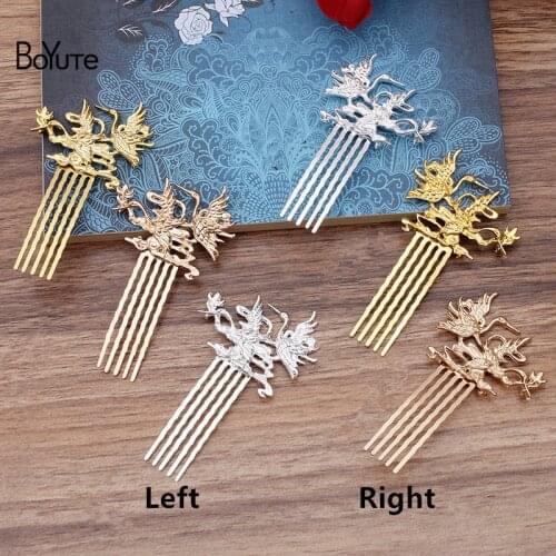 BoYuTe (5 Pieces/Lot) Metal Alloy 37*47MM Crane Welding 5 Teeth 15*50MM Hair Comb Diy Palace Tiara Hair Jewelry Accessories