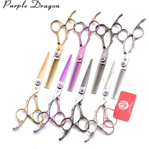 Left-Hand 5.5" 6" 440C Purple Dragon Scissors For Animals Grooming Scissors Straight Scissors Thinning Shears Pets Shears Z8002