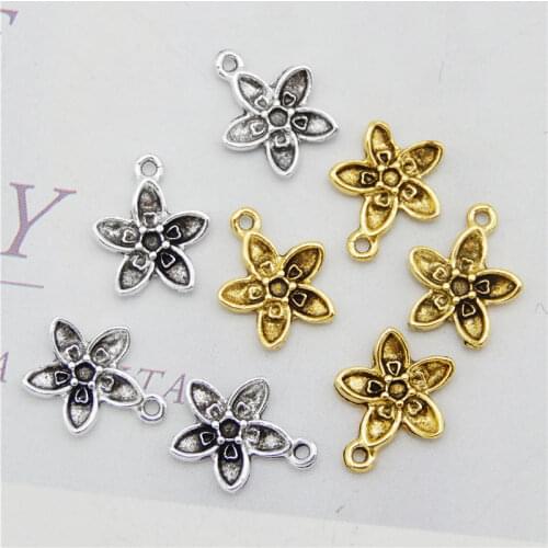 Wholesale 40pcs Alloy Flower Silver Color Cute Charms For Bracelets Pendants Making Craft DIY Accessory
