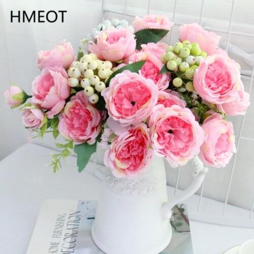 Persian Rose Bridal bouquet Christmas Berry Fruits Wedding Artificial Flower Arrangement Accessories Fake Flower Room Home Decor