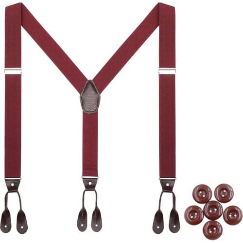 Mens Leather Suspenders Button End Y Back Adjustable Elastic Trouser Braces Strap Belt Gifts for Him Father Husband Boy Friend