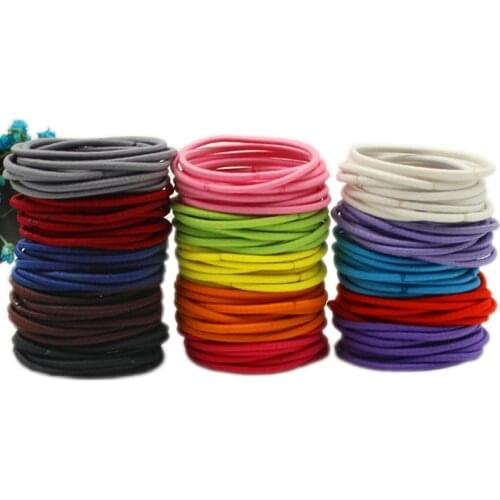 5 CM Colorful Thin Rubber Bands Solid Headband Hair ties Gum Ponytail Holders For Women Girl White Black Red Elastic Hair Bands