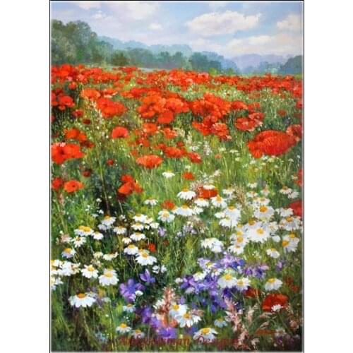 Needlework for embroidery DIY French DMC High Quality - Counted Cross Stitch Kits 14 ct Oil painting - Mountain Flowers