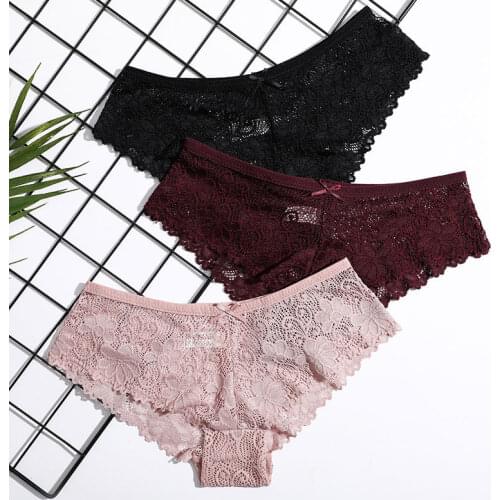 Sexy Lace Womens Briefs Low Waist Traceless Cut Out Lingerie Pure Silk Culotte Ouverte Bragas Encaje Ouvert Underwear Panties