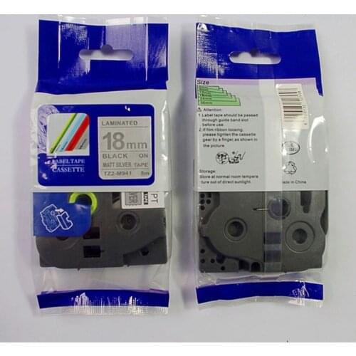 Compatible Black on Matte Sliver TZe-M941 TZ-M941 18mm tz laminated label tapes for Ptouch label printers