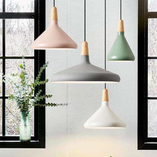 Modern Pendant Light Nordic Hanging Light Fixuture Suspension Macaron Dinning Living Room Hall Decoration Wood LED Lamp Lampara