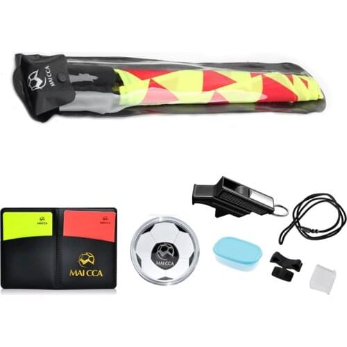 Soccer Referee Flag with Coin Whistle Red and Yellow Card Tools Football Referee Flag Match Set Outdoor Survival Equipment