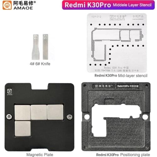 Amaoe BGA Reballing Stencil for Redmi K30Pro Motherboard Middle Layer Reballing Repair Tool With Magnetic Positioning Kit