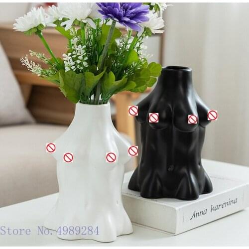 Creative Simulation Body Art Abstract Nude Ceramic Vase Woman Crafts Ornaments Bust Vase Flower Arrangement Home Decoration