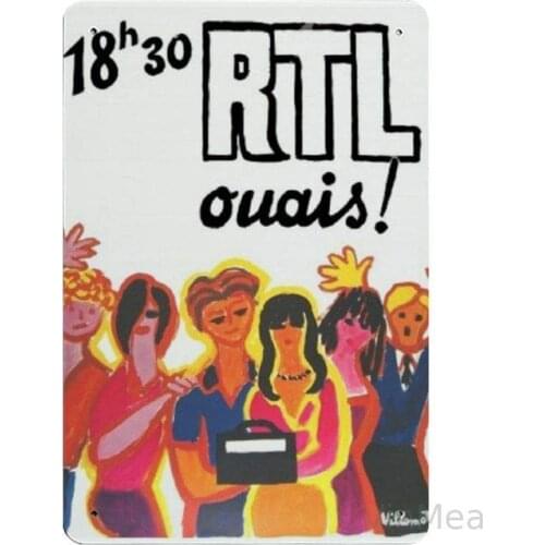 Villemot Rtl Radio Station Retro Metal Tin Sign Plaque Poster Wall Decor Art Shabby Chic Gift Suitable 12x8 Inch