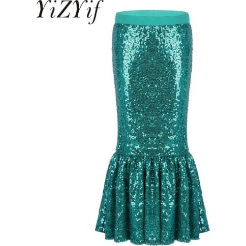 YiZYiF Girls mermaid skirt Shiny Sequins Mermaid Tails toddler Halloween mermaid costume Cosplay Party Costume Maxi Skirt Girls