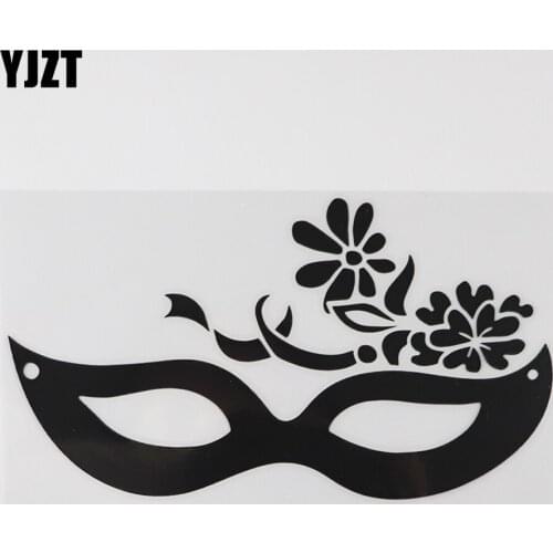 YJZT 18.2CM×10.1CM Mask Carnival Masquerade Party Decal Vinyl Car Sticker Black/Silver 8A-1190
