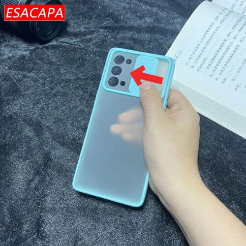 Slide Camera Protection Case for OPPO Reno 5 Pro Translucent Matte Shockproof Phone Cover for OPPO Reno 4F 4 Lite F17 Pro A93