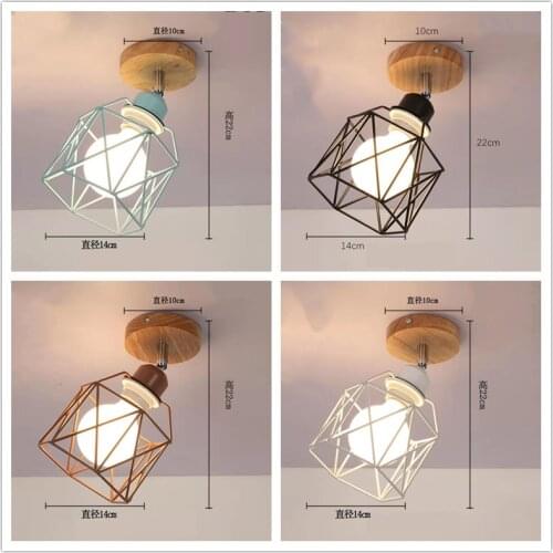 Nordic Wood Iron Ceiling Light Stand Modern Lamp Living for Living Room Bedroom Kitchen Balcony Aisle