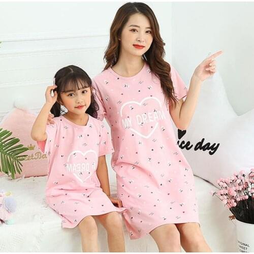 Girls Nightgowns Kids Nightdress Baby Sleepwear Summer Sleeing Dress For Girl Home Clothes Mother Kids Night Dress Cute Pajamas