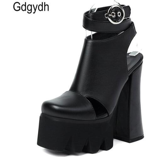 Gdgydh Roman Style Ankle Strap Footwear Women Heels Sexy High Heel Shoes Platform Pumps For Party Office Lady Luxury Trendy Shoe