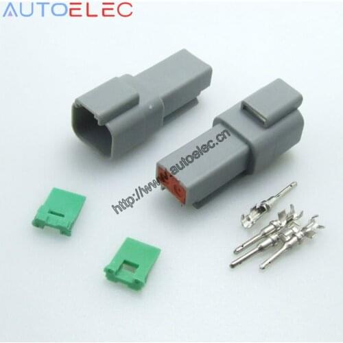 2 Pin AT04-2P Amphenol DT 2 Deutsch DT GRAY male connector 1060-16-0122 u-barrel terminal Nickel HARLEY CATERPILLAR RACE CARS