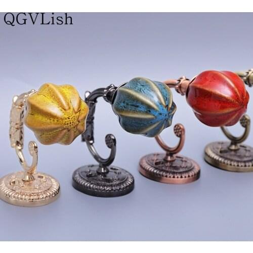 QGVLish 2Pcs Curtain Hooks Coat Hat Hanger Curtain Accessories Tiebacks Buckles Tassel Brush Holder Curtain Holdback Home Decor