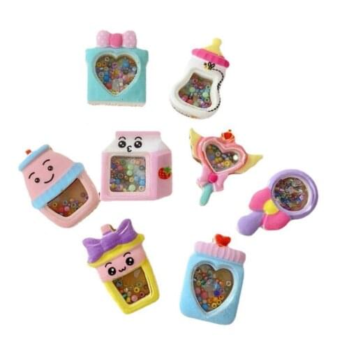 20pcs Milk Quicksand Acrylic Fill with Beads Lollipop 3D Resin For Phone Case Decor Handmade Accessories ,20Yc19524