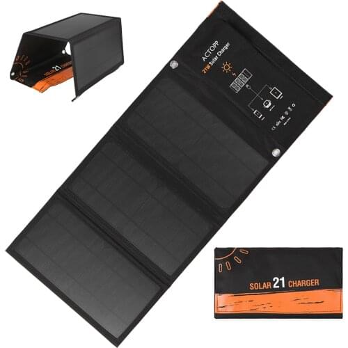 21W Foldable Solar Charger Waterproof Sun Power Panel Charge Dual USB Ports Portable Power Source Rescue Safety First Aid