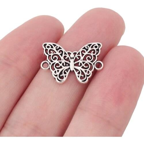 30 x Tibetan Silver Plated Butterfly Connector Charms for DIY Bracelet Necklace Jewelry Making Accessories 20x14mm