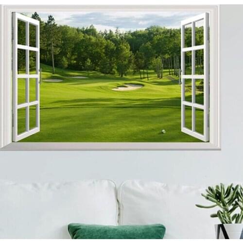 3d outdoor wallpaper Scenery fake window wall stickers living room bedroom 3D decoration stickers PVC