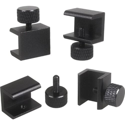 4Pcs 3D Printer Glass Bed Clips Heatbed Adjustable Clamps Aluminium Alloy Heated Bed Clips Black