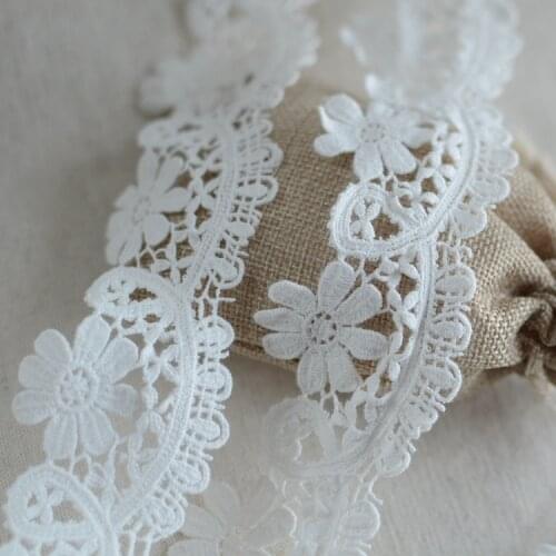 5m/Lot 5CM White Cotton Scallop Lace Embroidered Crochet Trims Home Deco DIY Clothing Cotton Ribbon Sewing Crafts Z419