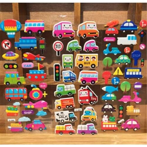 5PCS Cartoon Bubble Stickers Cars Children Kids Girls Boys PVC Bubble Puffy Stickers Stickers Decoration Christmas Gift