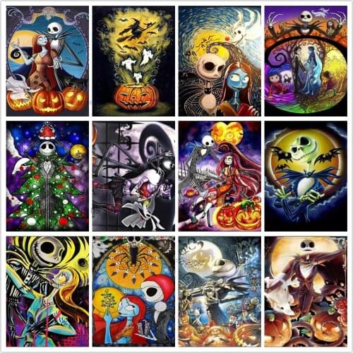 5D DIY Diamond Painting Nightmare Before Christmas Cross Stitch Full Square Diamond Diamond Embroidery Mosaic Picture Halloween