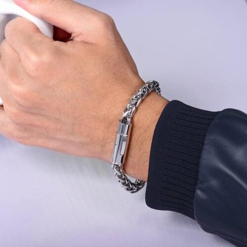 Mens bracelets bracelet men stainless steel bracelet gold Steel chain on hand gifts for men accessories magnetic charm Hip hop