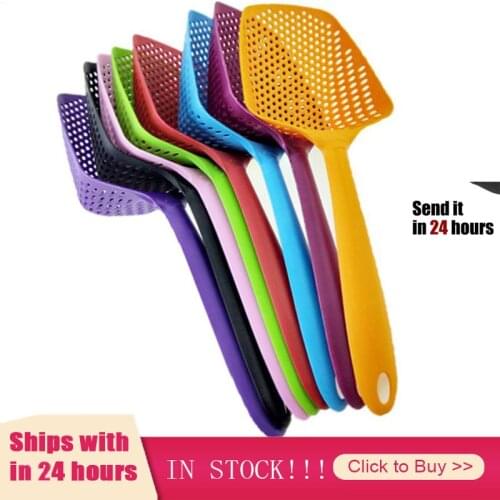 Drainage Shovel Filter Mesh Long Handle Kitchen Soup Spoon Strainer Cooking Colander Kitchen Scoop Colander Kitchen Accessories