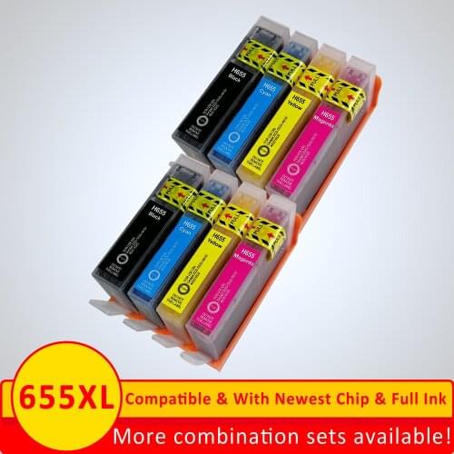 Xiangyu 8pcs/lot Compatible for HP655 for HP 655 BK C M Y Ink Cartridge with chip For HP 3525 4615 4625 5525 6520 6525 6625