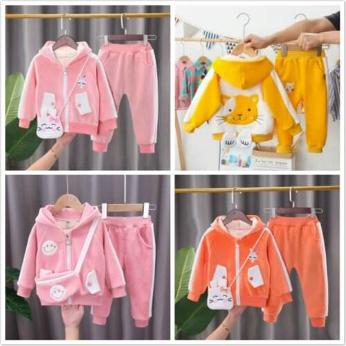 Newborn Girls Clothes Set Thick Hooded Coat + Pants Winter Toddler Baby Boys Clothing Outfit Kids Warm Tracksuit Hoodie Outwear