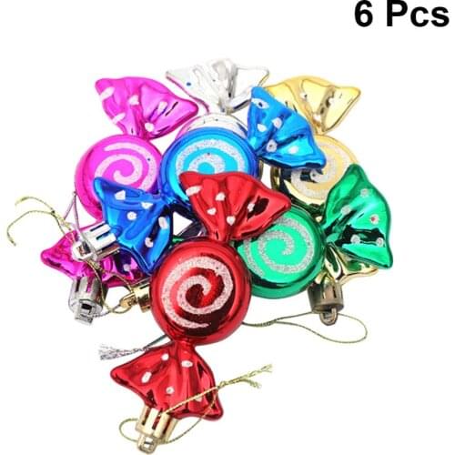 A Box of Six Colorful Christmas Decoration Candy Props Hanging Pendant Ornament Party Supplies for Christmas Tree