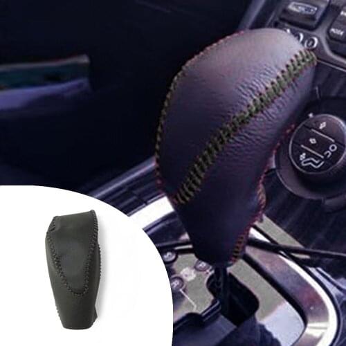 Muchkey Leather Gear Knob Stick Covers For PEUGEOT 3008 2013 2014 2015 Non-slip Automatic Shifter