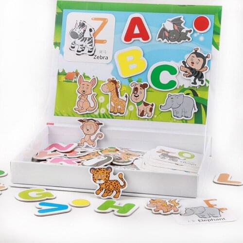 Montessori Animal Letters Magnetic Sticker Colorful Puzzle Toys Children Concentration Develop Training Early Educational Toys
