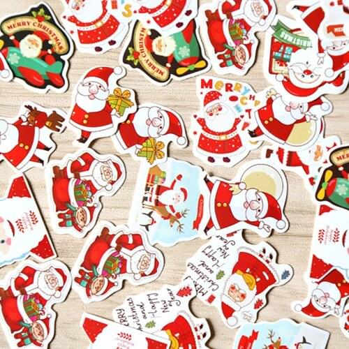 Cute Ornament Christmas Gift Santa Claus Pattern Wrapping Stickers, Paper Diary Scrapbooking Label Stickers Stationery Supplies